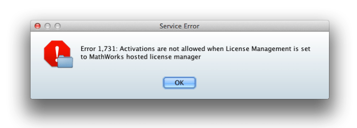 Matlab error number 1731