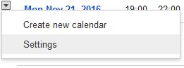 Settings at Google Calendar services