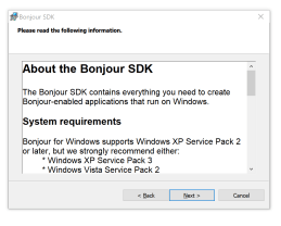 Bonjour installation